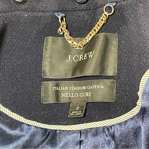 J. Crew Italian Stadium Cloth Faux Fur Collar Pea Coat; Wool Blend - Womens 2 - Picture 4 of 16